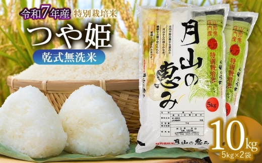 【令和7年産】 特別栽培米 つや姫 乾式無洗米 10kg (5kg×2袋) 山形県鶴岡市産　米工房 月山 【令和8年6月8日～6月14日発送】 | 国産 ブランド米 米どころ 庄内米 お弁当 おすすめ 炊き立て 美味しい 甘い もちもち 食感 人気 贈答 ギフト プレゼント 農家直送 発送週 選べる