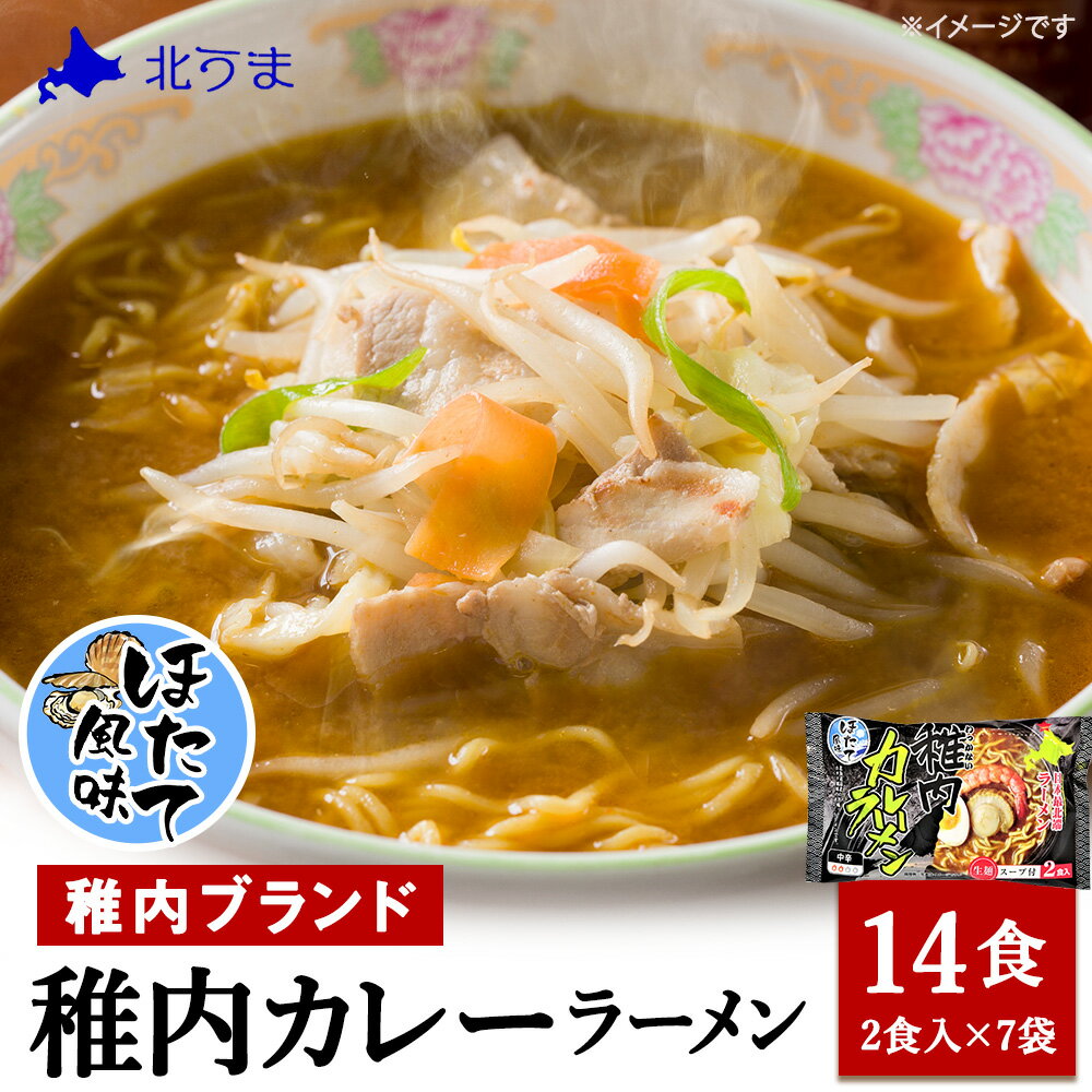 【ふるさと納税】【中辛】ほたて風味・稚内カレーラーメン1袋(2食入り)338g×7 計14食入り拉麺 らーめん 中華そば カレーラーメン カレー ほたて ホタテ 帆立 北海道ふるさと納税 稚内 ふるさと納税 北海道 【配送不可地域：離島・沖縄県】