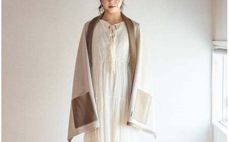 リバーシブル和紙ストール CLEMATIS たたきポケット ブラウン