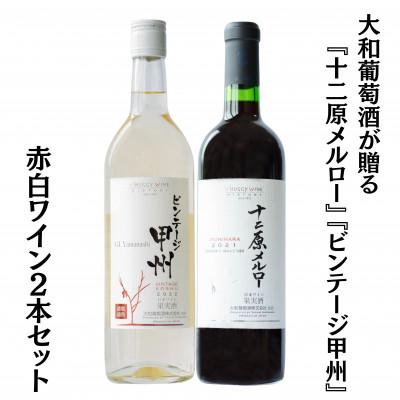 ふるさと納税 甲州市 大和葡萄酒が贈る『十二原メルロー』『ビンテージ甲州』赤白ワイン2本セット　B15732
