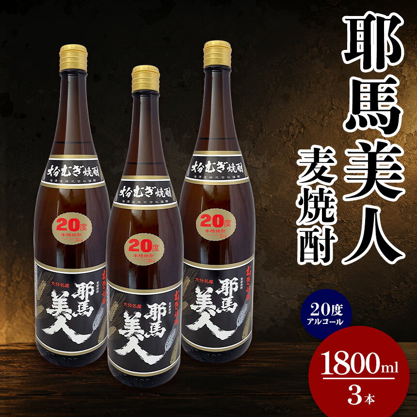 【ふるさと納税】麦焼酎 耶馬美人 20度 1,800ml×3本 大分県中津市の地酒 焼酎 酒 アルコール 大分県産 九州産 中津市 国産 送料無料／熨斗対応可 お歳暮 お中元 など