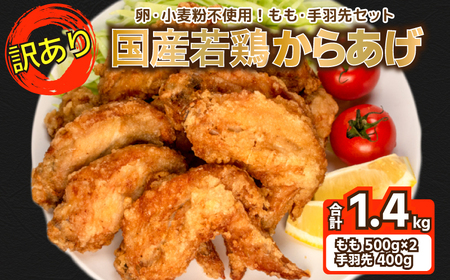 【訳あり】唐揚げ モモ 手羽先 計1.4kg 冷凍 唐揚げ GG