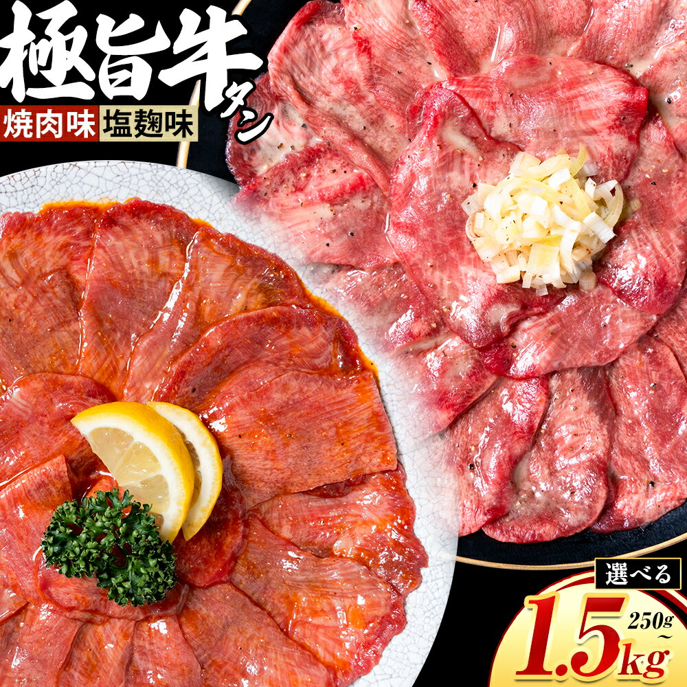【ふるさと納税】生活応援実施中！牛タン 牛肉 選べる牛タン 焼肉 塩麹 250g 500g 1kg 1.5kg《30日以内に出荷予定(土日祝除く)》熊本県 御船町 牛肉 タン たん 牛タン 塩麹 焼肉 食べ比べ 大容量 小分け 牛 牛たん タン中 タン元 牛タン レビュー