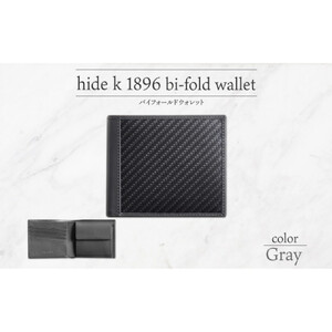 hide k 1896 ソフトカーボン バイフォールド ウォレット 二つ折り財布【グレイ】bi-fold wallet 11.5cm×10cm×2cm メンズ財布 サイフ 札入れ カード コインケース 本革 カウレザー 長野県長野市