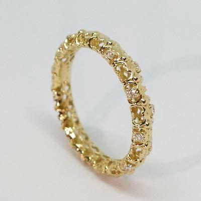 ふるさと納税 南アルプス市 ラボグロウンダイヤモンド ハーフエタニティ フローラルリング K18【9号】