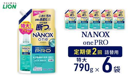 NANOXonePRO（詰め替え用特大×6個）定期便 年2回 ライオン 洗濯 詰替 日用品 消耗品 洗濯洗剤 液体洗剤 詰め替え用 ギフト 贈り物