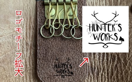 鹿革＆猪革のキーケース（三つ折り式）【深緑】【R00673】