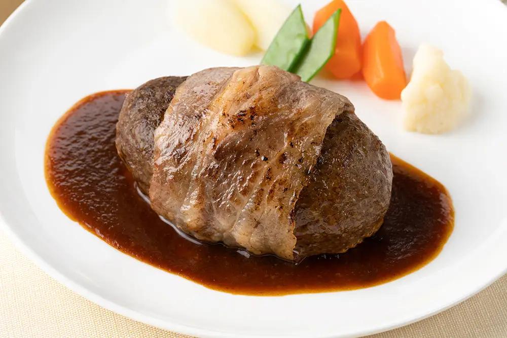 ハンバーグ 近江牛 包み 600g (150g×4個) デミグラスソース ポン酢ソース 付き カネ吉山本 【Y148W】
