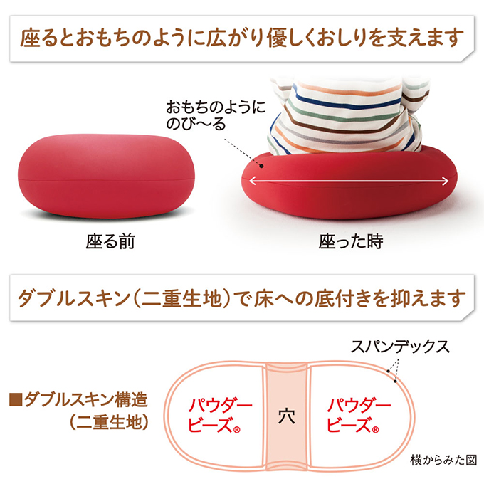 【MOGU-モグ‐】ホールフロアクッション レッド〔 クッション ビーズクッション リビングクッション〕