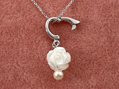 あこや真珠／ローズシェルペンダントトップ