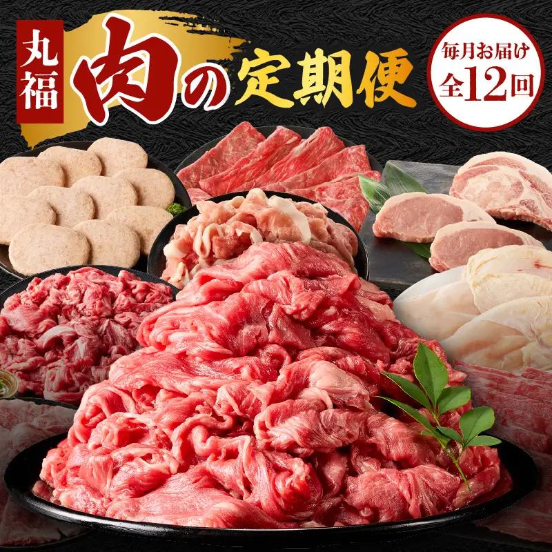 丸福 肉の定期便（12回）／ 牛肉 定期便【Z042】