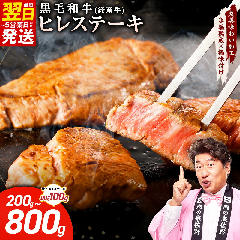 【ふるさと納税】黒毛和牛 ヒレステーキ セット 合計 300g / 480g / 880g ヒレ ステーキ ヒレサイコロステーキ 極味付け 牛 ステーキ肉 冷凍 発送月 大阪府 泉佐野市 送料無料 氷温熟成牛 牛肉 熟成肉 訳あり 肉の泉佐野 年内発送