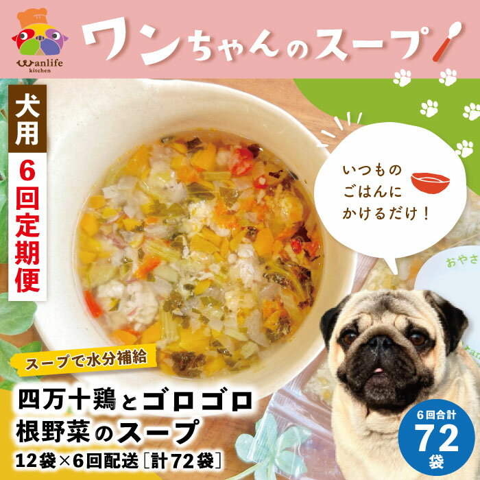 【ふるさと納税】R6-434．6回 定期便 いつものごはんにかけるだけ！四万十鶏とゴロゴロ根野菜のスープ 12袋×6回配送 合計72袋 冷凍 無添加 ペットフード 犬 ドッグ 犬用 スープ 栄養 健康 おいしい 水分補給 高知 土佐 四万十 しまんと お取り寄せ 送料無料