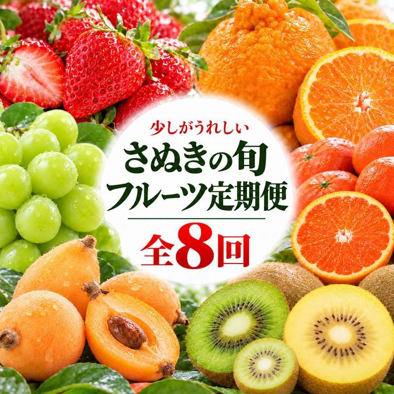 少しがうれしい讃岐のフルーツ定期便（全8回）【香緑キウイ】【さぬきひめ苺】【デコポン】【なつたより(びわ)】【シャインマスカット】【さぬきゴールドキウイ】【さぬきキウイっこ】【小原紅早生みかん】