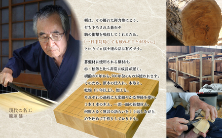 《現代の名工・熊須碁盤店》 榧の卓上将棋盤 2寸2枚接（駒台付）