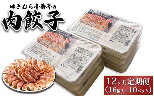
            【12ヶ月定期便】ゆきむら壱番亭の肉餃子10パック(160個入り) ※離島への配送不可
          