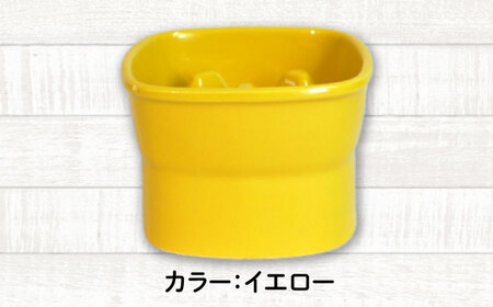 美濃焼　陶器製ペット用フードボウル【早食い防止 高台フードボウル (小/イエロー)pet109】【1411093】