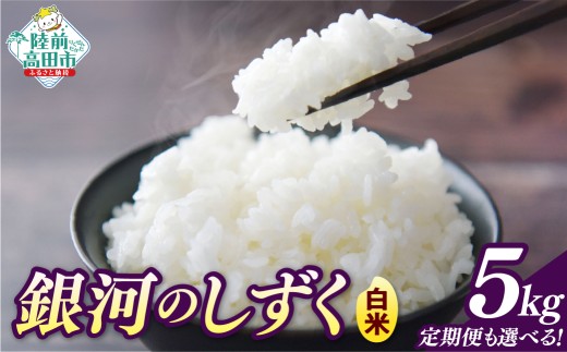 先行予約 【8ヶ月定期便】 令和8年産 白米 5kg×8ヶ月お届け 品種：銀河のしずく 【 米 お米 ライス 岩手県 オリジナル ブランド米 お弁当 おにぎり ギフト 川の駅産地直売組合よこた 】 RT3386-05h