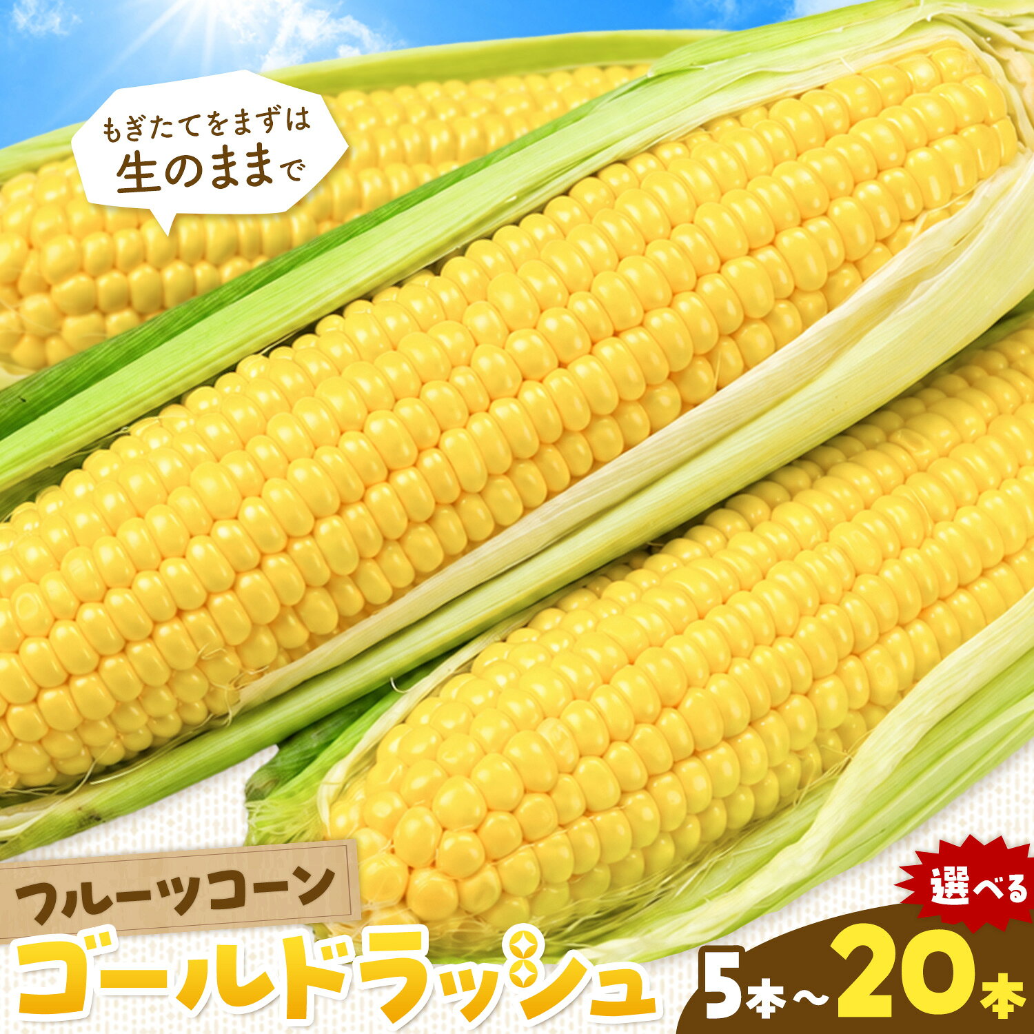 【ふるさと納税】信濃町特産 ゴールドラッシュ 選べる内容量 5本 10本 20本 ファームかずと《7月下旬-8月下旬頃出荷予定》長野県 信濃町 とうもろこし トウモロコシ コーン