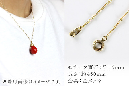 しずくネックレス 【クリアオレンジ】ガラスジュエリー Glass Jewelry grain アクセサリー 秋田