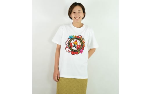 沖縄市 マンホールTシャツ エイ坊 (白 / Lサイズ) Tシャツ 半袖 キャラクター メンズ レディース 沖縄市 白色 沖縄市/株式会社TAK JAPAN [BCDK001-03]