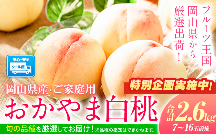 【特別企画】桃 もも おかやま白桃 2.6kg 7~16玉 【1－5営業日以内に出荷】岡山県産 ご家庭用 桃 もも 桃 白桃 桃 岡山白桃 桃 桃 白桃 桃 桃 岡山 桃 桃 ---asakuchi_