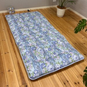 日本製固綿入りボリューム敷布団(シングル/花柄ブルー)【1707149】