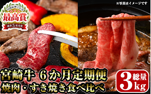 ＜先行予約受付中！2026年9月から発送開始予定＞【定期便・全6回(連続)】宮崎牛焼肉・すき焼き食べ比べ定期便 お肉 牛肉 黒毛和牛 ブランド和牛 冷凍 国産 しゃぶしゃぶ すき焼き 焼肉 BBQ ロース ウデ モモ 赤身 【R-98】【ミヤチク】