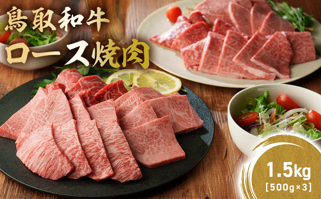 
            鳥取和牛 極上ロース焼肉 1.5kg ( 500g × 3 ) 国産 ブランド牛 牛肉 焼肉 希少 和牛 黒毛和牛 肉 ロース BBQ 冷凍 鳥取県 倉吉市 KR1398
          