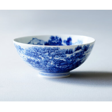 有田焼 呉須染付 山水絵 茶碗 起山窯 A20-122_イメージ2