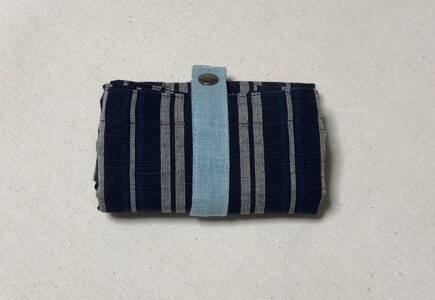 会津木綿 携帯用折り畳みマイバッグ（古代縞） ファッション かばん トートバッグ 手提げ カバン 織物 伝統工芸品 