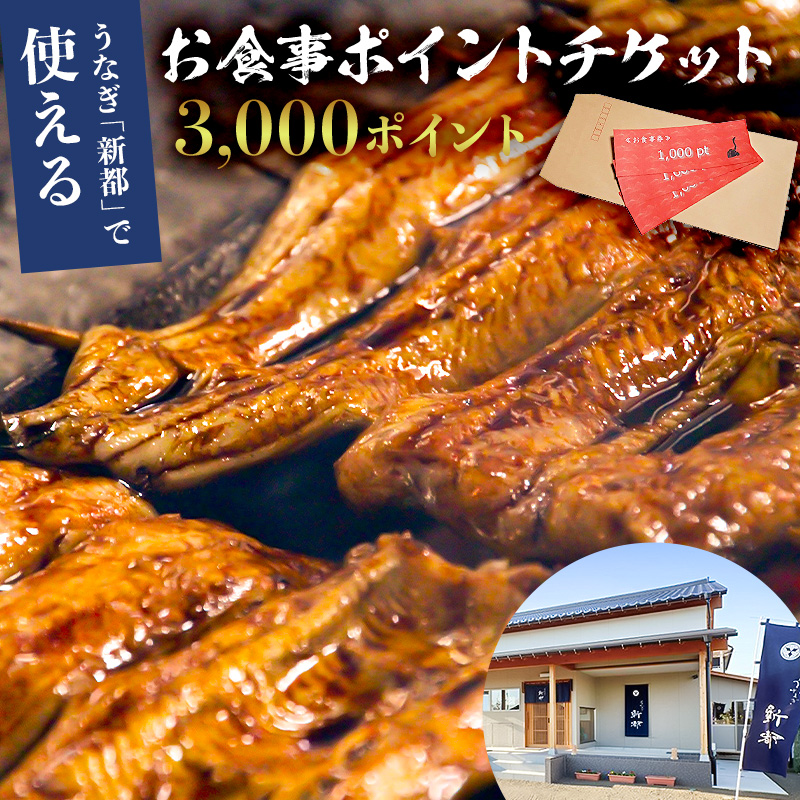 のし対応可能 うなぎ 新都で使えるお食事ポイントチケット　3000ポイント mi0035-0019