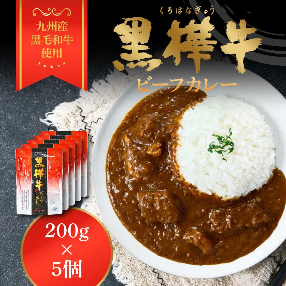 【ふるさと納税】【TBS 熱狂マニアさん！で紹介】 黒樺牛ビーフカレー 1食 200g×5個 合計1kg くろはなぎゅう 杉本本店 黒毛和牛 牛 お肉 九州 国産 レトルト ギフト 贈り物 送料無料 株式会社 杉本本店