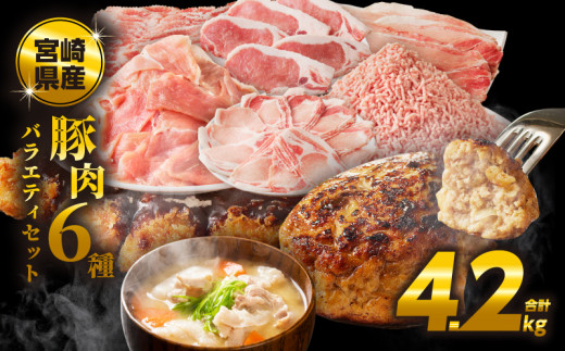 【令和7年10月発送】≪宮崎県産≫豚肉6種＼てげスゲーセット／合計4.2kg 肉 豚 豚肉 おかず 国産_T009-0121-10