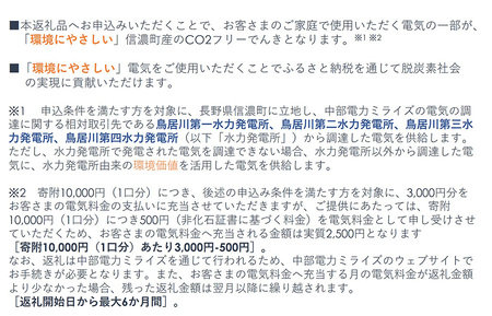 信濃町産 CO2フリーでんき 70,000円コース（注：お申込み前に条件を必ずご確認ください）／中部電力ミライズ 環境にやさしい電気で節約【長野県信濃町】