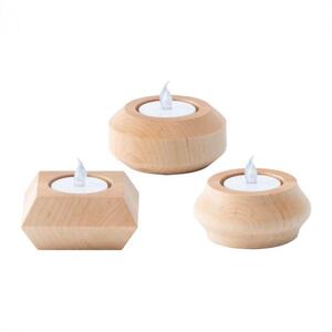 【ギフト用】旭川家具　コサイン　キャンドルホルダーPOT・BAUM・SQUAREのセット　メープル_03282