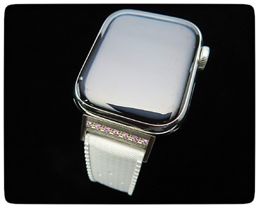 CN-007_Apple Watch専用シルバー925製チャーム_sevenstone(Pink Sapphire)&ラバーバンド