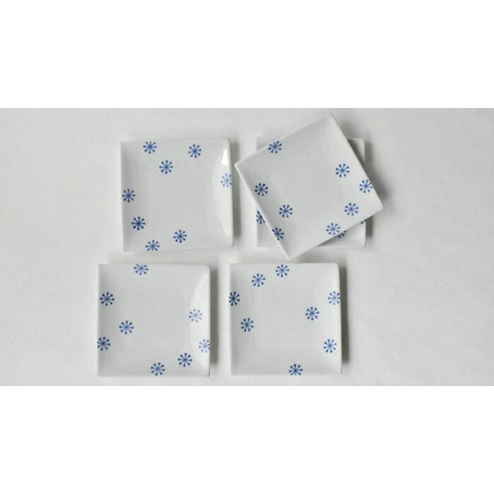 【ふるさと納税】【波佐見焼】判子 角皿 ゆきはな 【西海陶器】5 43454