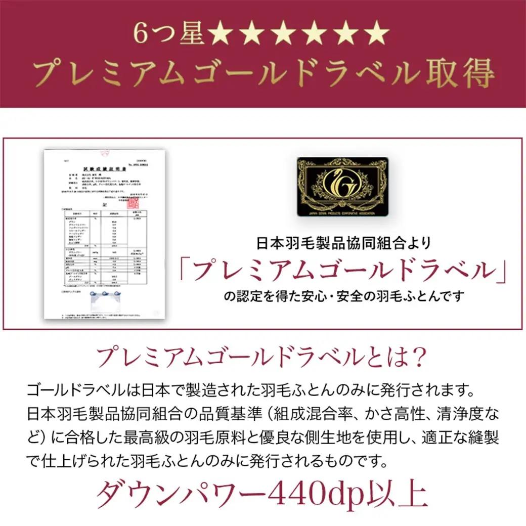 【柄ブルー】これだけあれば安心!超増量二層キルト羽毛掛布団95%プレミアムゴールドラベル1.5kg SL〔AL-J201-gbl〕_(都城市) 寒い地域 寒がりさん 綿100%80サテン しなやかさ 
