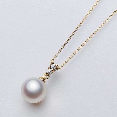 ふるさと納税 長崎市 アコヤ本真珠K18YG-8.0mm　ダイヤ入りペンダント【プレミアム】