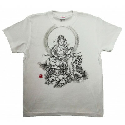 【ふるさと納税】手描きTシャツ 仏画 文殊菩薩 白 (半袖 Sサイズ)【1615172】