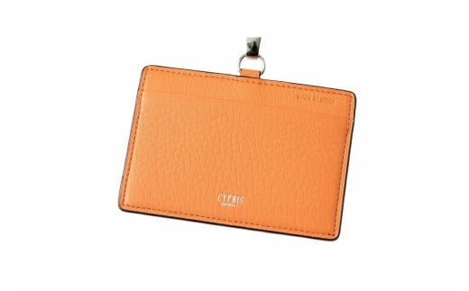 キプリス本革製ＩＤホルダー　カラー：オレンジ【革小物 革製品 ソフトシュリンクレザー 牛革 しっとり シーンレス 職人 ＩＤホルダー カードケース】