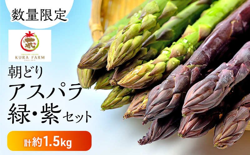 【2027年5月より発送】北海道 富良野市産 アスパラ 緑・紫(サイズ混合)  計約1.5kg セット 食べ比べ 朝どり 露地 アスパラガス 詰め合わせ 野菜 新鮮 数量限定 先着順【藏ファーム】