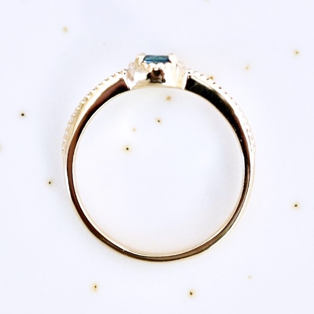 【ジュエリー】K10 イエローゴールド ロンドンブルートパーズ 一粒石 シンプル リング 指輪 保証書付　NR-1838