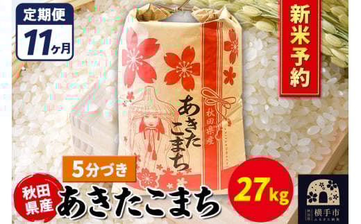 《令和7年産 新米受付》《定期便11ヶ月》あきたこまち 27kg【5分づき】秋田県産 こまちライン