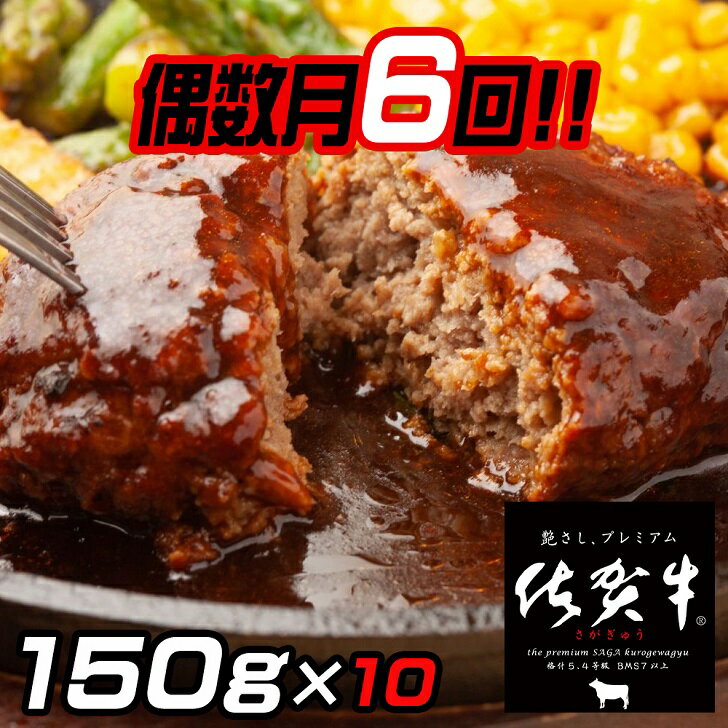 【ふるさと納税】【偶数月定期便（年6回）】佐賀牛入りハンバーグ 10個：B895-002
