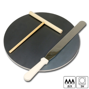 1059 ZEOOR 家庭でおいしく焼ける クレープメーカー 直径35cm 350mm 本格クレープ鉄板 トンボ スパチュラ付き IH対応 CR60[sanitize]14P