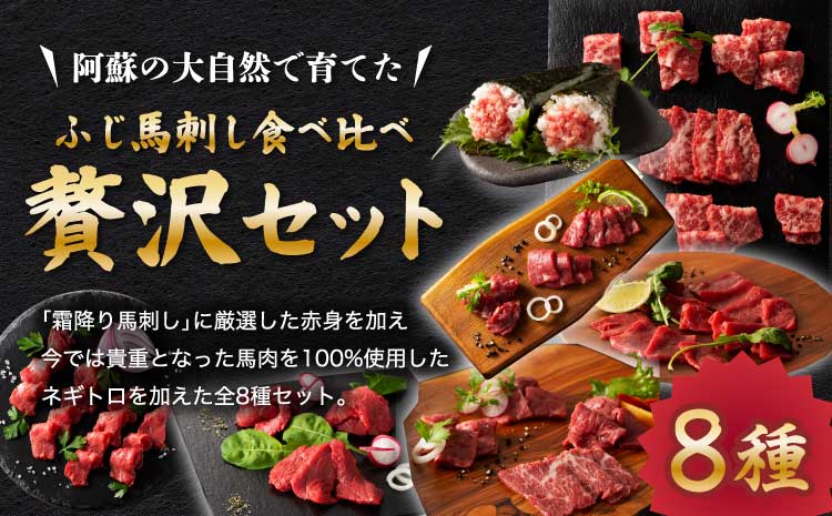 フジチクオリジナル 特選馬刺しの8種セット 肉 刺身 生肉 お肉 精肉 馬 メン 三枚バラ 大トロ 中トロ ヒレ シャトーブリアン ロース ランプ 上赤身 赤身 ネギトロ 霜降り サシ 熊本 熊本県 