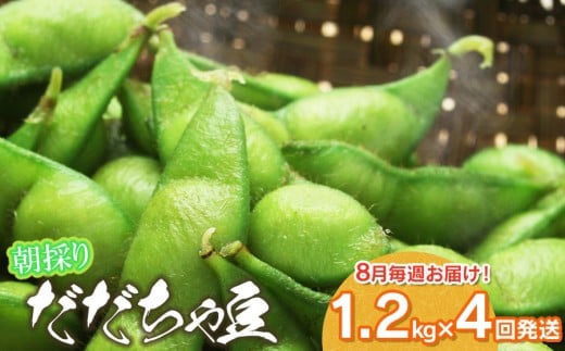 【令和8年産先行予約】【定期便】 朝採りだだちゃ豆 だだちゃ豆好き必見！毎週お届け！4回発送 1.2kg(600g×2袋)×4回　山形県鶴岡市産　株式会社菜な八（鶴岡ファーマーズ）