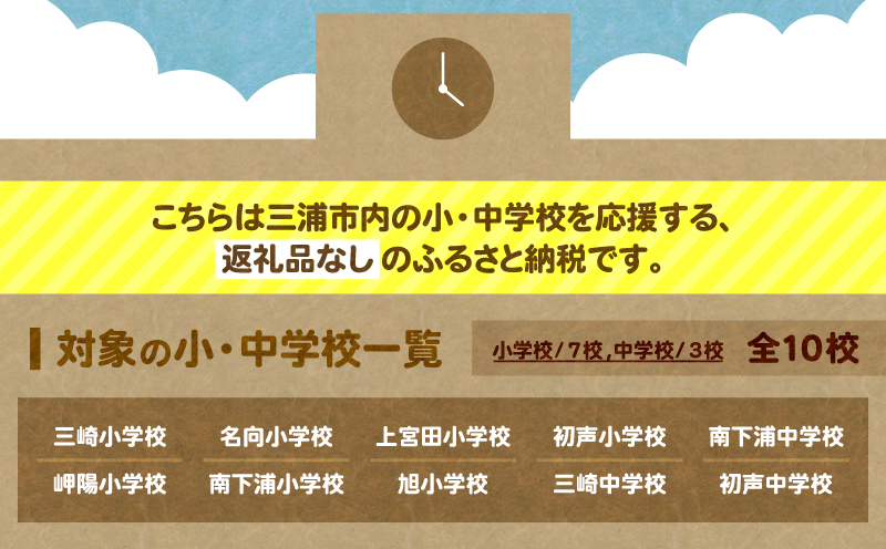 【母校応援ふるさと寄附金事業】（返礼品なし）南下浦中学校（1,000円）　MS-1000-9